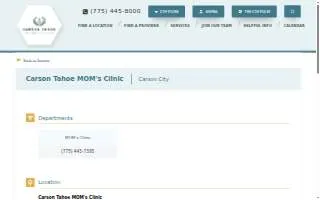 Carson Tahoe MOM's Clinic website