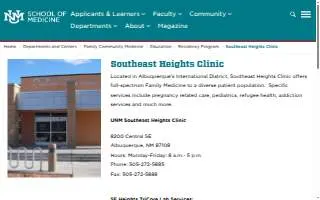 UNM SE Heights Clinic website