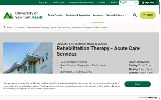 Rehabilitation Therapy - Acute Care Services, University of Vermont Medical Center