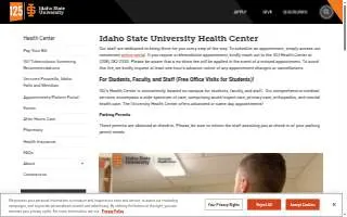 Student Health Center of Pocatello website