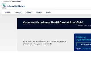 Cone Health LeBauer HealthCare at Brassfield website