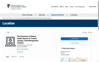 The University of Kansas Health System St. Francis Campus- Pain Management website