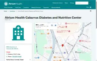 Atrium Health Cabarrus Diabetes and Nutrition Center website