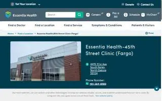 Essentia Health-45th Street Clinic (Fargo) website