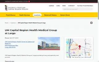 UM Capital Region Health Medical Group at Largo website