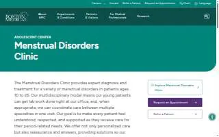 Pediatrics - Menstrual Disorders Clinic at Boston Medical Center website