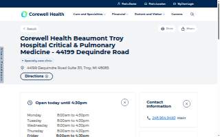 Corewell Health Beaumont Troy Hospital Critical & Pulmonary Medicine - 44199 Dequindre Road