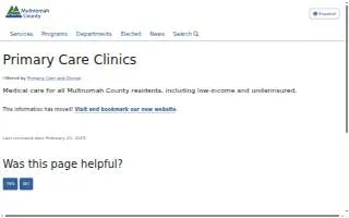 Multnomah County Southeast Health Center website