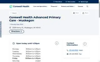 Corewell Health Advanced Primary Care - Muskegon website