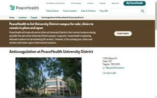 Anticoagulation at PeaceHealth University District website