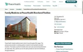 Family Medicine at PeaceHealth Riverbend Pavilion website