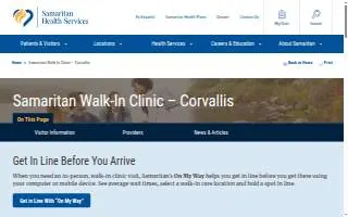 Samaritan Walk-In Clinic - Corvallis website