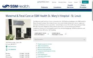 Maternal & Fetal Care at SSM Health St. Mary's Hospital - St. Louis website