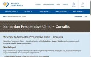 Samaritan Preoperative Clinic - Corvallis website