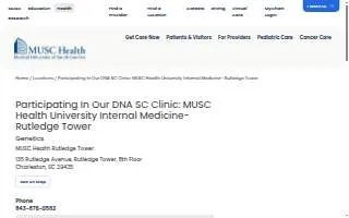 Participating In Our DNA SC Clinic: MUSC Health University Internal Medicine- Rutledge Tower website