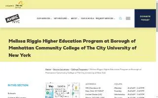 AHRC New York City Melissa Riggio Higher Education Program at Borough of Manhattan Community College website