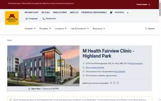 M Health Fairview Clinic - Highland Park website