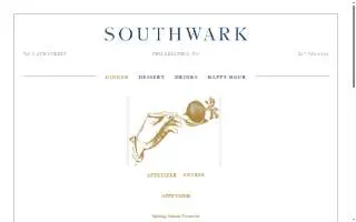 Southwark Restaurant website