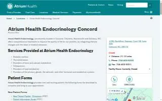 Atrium Health Endocrinology website