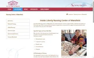 Liberty Nursing Center of Mansfield website