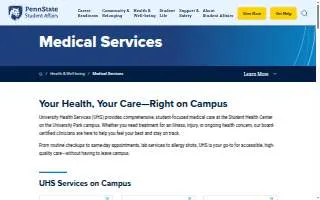 University Health Services of University Park website