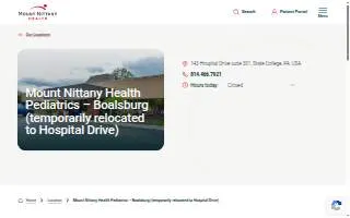 Mount Nittany Health Pediatrics - Boalsburg (Temporarily relocated to: 1850 E. Park Avenue) website