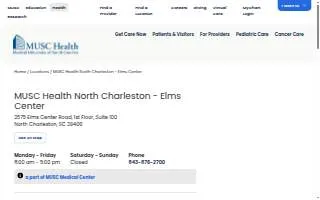 MUSC Health North Charleston - Elms Center website