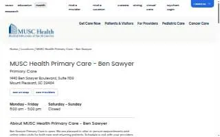 MUSC Health Primary Care - Ben Sawyer website