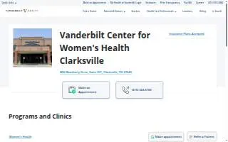 Vanderbilt Center for Women's Health Clarksville website