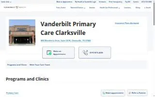 Vanderbilt Primary Care Clarksville website