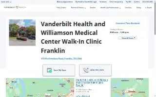Vanderbilt Health and Williamson Medical Center Walk-In Clinic Franklin website