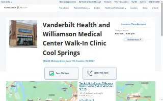 Vanderbilt Health and Williamson Medical Center Walk-In Clinic Cool Springs website