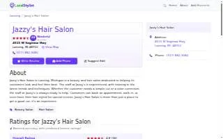 Jazzy's Hair Salon website