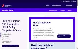 Intermountain Health Physical Therapy & Rehabilitation - Utah Valley Outpatient Center website