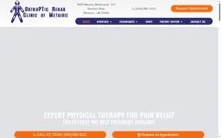 OrthoPTic Rehab Clinic of Metairie website