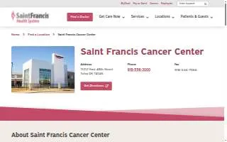 Saint Francis Oncology Pharmacy website