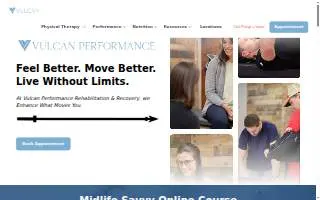 Vulcan Performance & Physical Therapy website