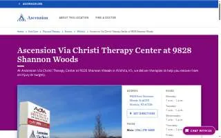 Ascension Via Christi Therapy Center at 9828 Shannon Woods website