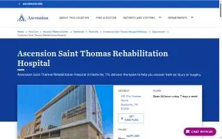 Ascension Saint Thomas Rehabilitation Hospital website