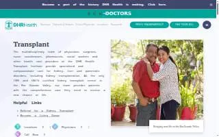DHR Health Transplant Institute Kidney Transplant Center website