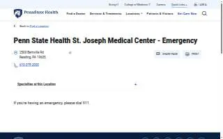 Penn State Health St. Joseph Medical Center - Emergency website