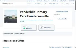Vanderbilt Primary Care Hendersonville website