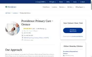 Providence Primary Care - Orenco website