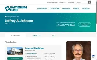 Jeffrey A. Johnson, MD - Hattiesburg Clinic Internal Medicine website