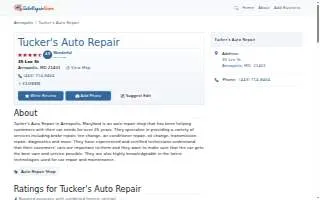 Tucker's Auto Repair website