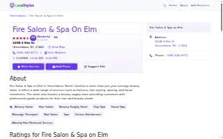Fire Salon & Spa on Elm website