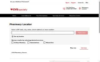 CVS Pharmacy Specialty Services of Washington website