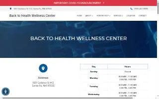 Back to Health Wellness Center of Santa Fe website