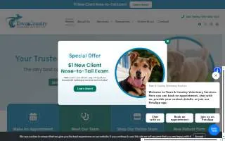 Town & Country Veterinary Hospital & Pleasanton Pet Hotel website