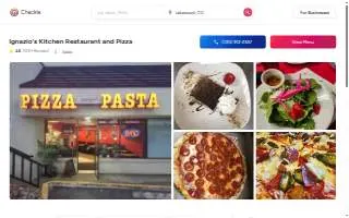 Ignazio's Kitchen Restaurant and Pizza website